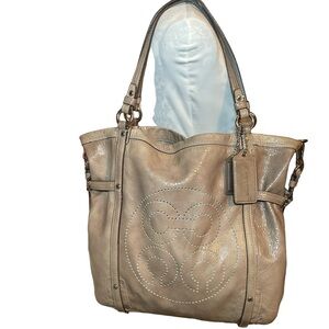 COACH Audrey Andie Gray Patent Leather Crossbody Tote Bag